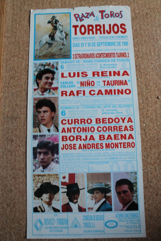 Cartel de toros de Torrijos. 29 y 30 de septiembre de 1990. 