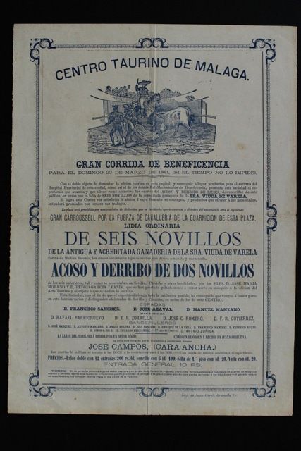 Cartel de toros de Málaga. 20 de marzo de 1881.