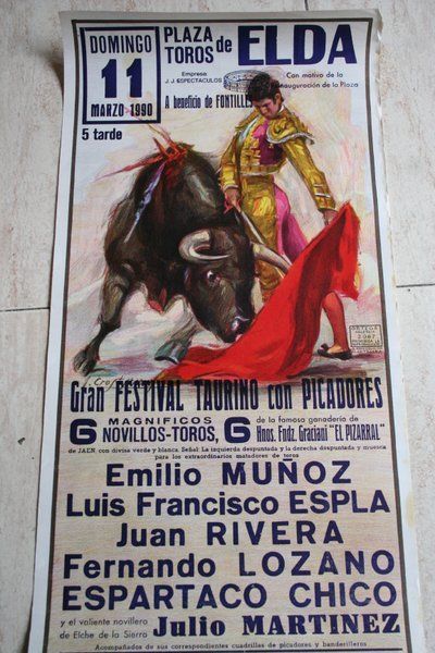 Cartel de toros de Elda. 11 de marzo de 1990. 