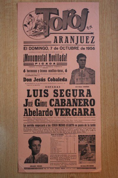 Cartel de toros de Aranjuez. 1956.