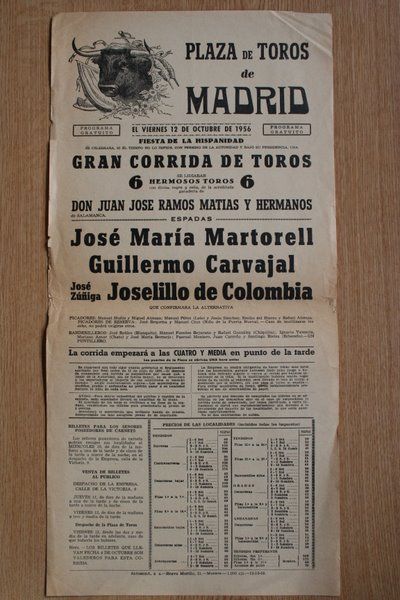 Cartel de toros de Madrid.