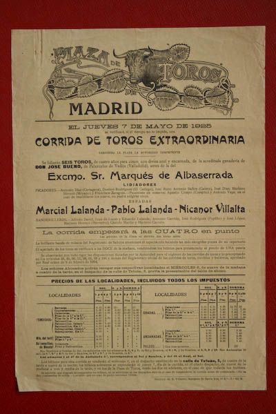 Cartel de toros de Madrid