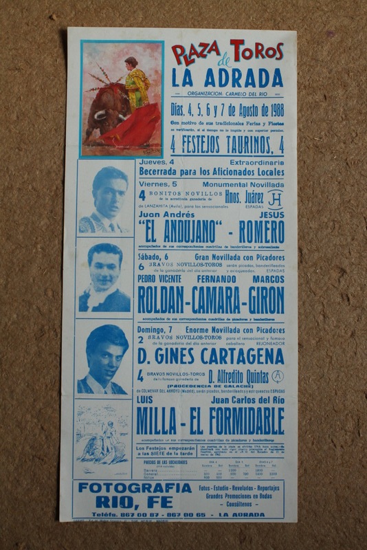 Cartel de toros de La Adrada. 4, 5, 6 y 7 de agosto de 1988.