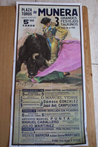 Cartel de toros de Munera. 1990.