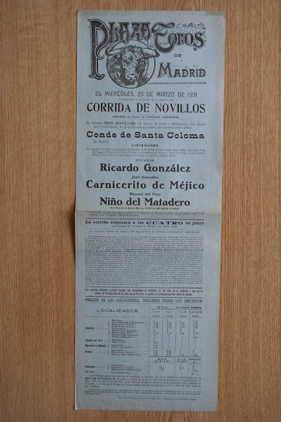 Cartel de toros de Madrid.