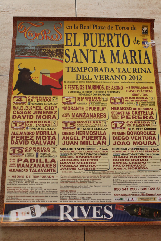 Cartel de toros de El Puerto de Santa María. Temporada taurina del verano 2012.