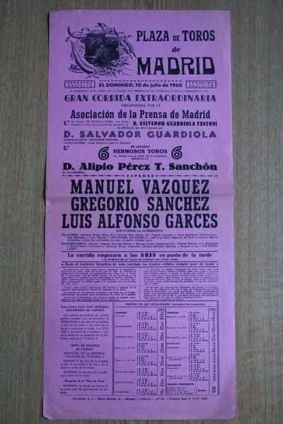 Cartel de toros de Madrid. 1959.