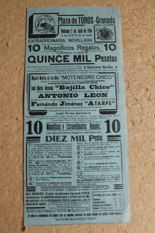 Cartel de toros de Granada. 2 de julio de 1950.