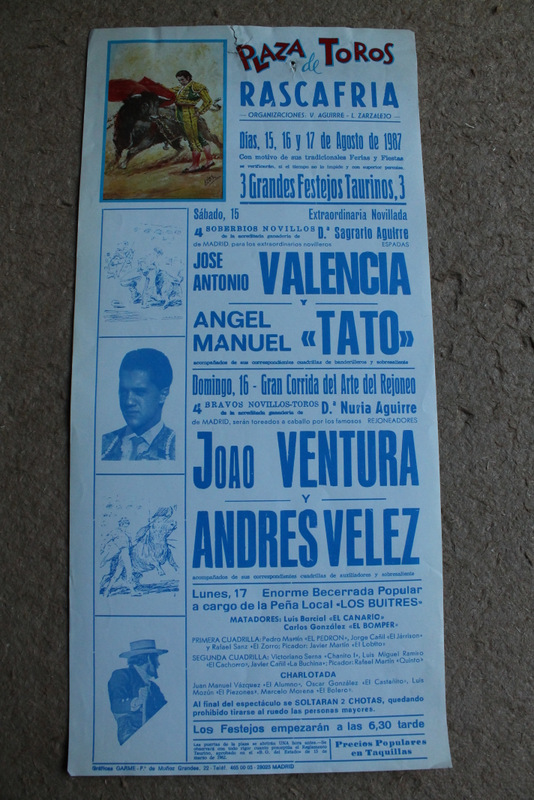 Cartel de toros de Rascafría. 15, 16 y 17 de agosto de 1987.