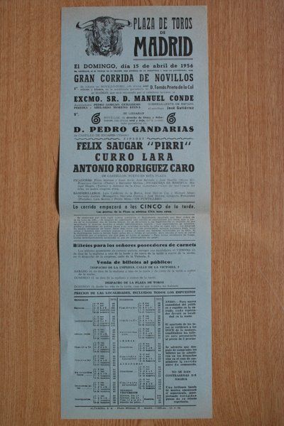 Cartel de toros de Madrid.