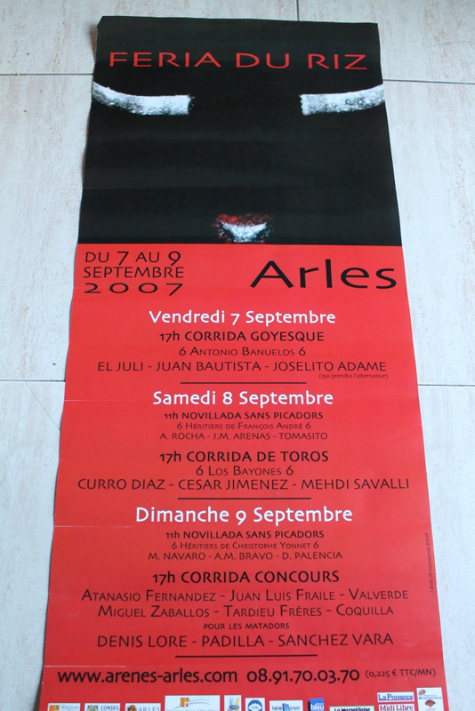 Cartel de toros de Arles. Del 7 al 9 de septiembre de 2007. Corrida Goyesca y Corrida Concurso de ganaderías. 