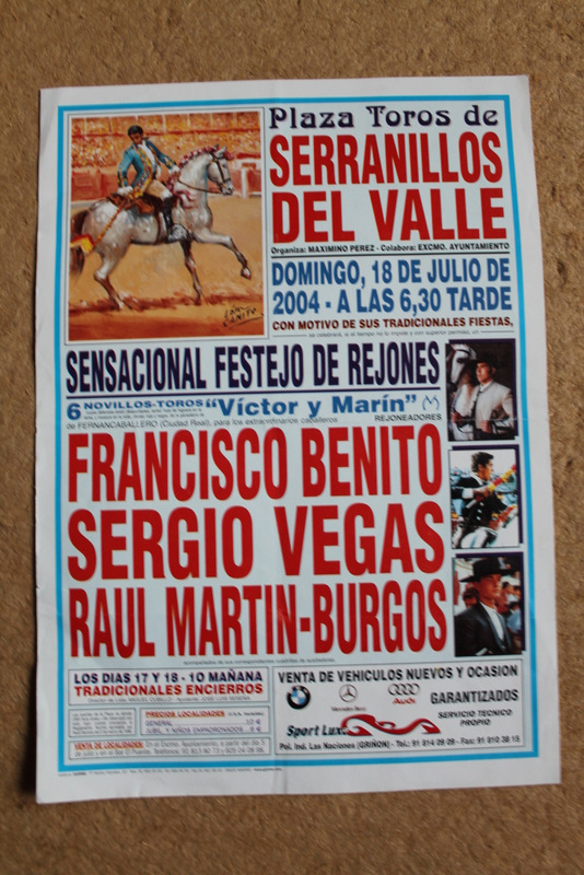 Cartel de toros de Serranillos del Valle. 18 de julio de 2004. 