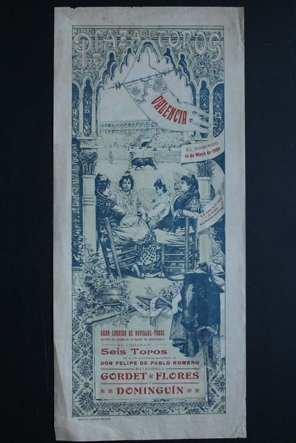 Cartel de toros de Valencia. 16 de mayo de 1909.