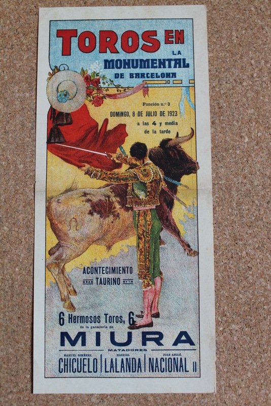 Cartel de toros de Barcelona. 8 de julio de 1923.