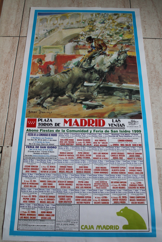 Cartel de toros de Madrid. Las Ventas. Abono de Fiestas de la Comunidad y San Isidro 1999. 