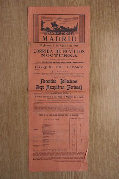 Cartel de toros de Madrid.