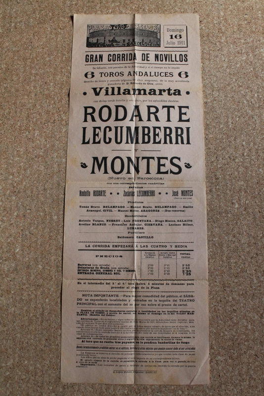 Cartel de toros de Barcelona. 16 de julio de 1911.