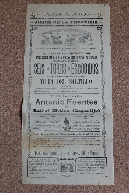 Cartel de toros de Jerez de la Frontera. 5 de mayo de 1905.