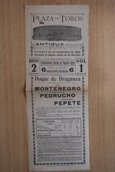 Cartel de toros de Barcelona.