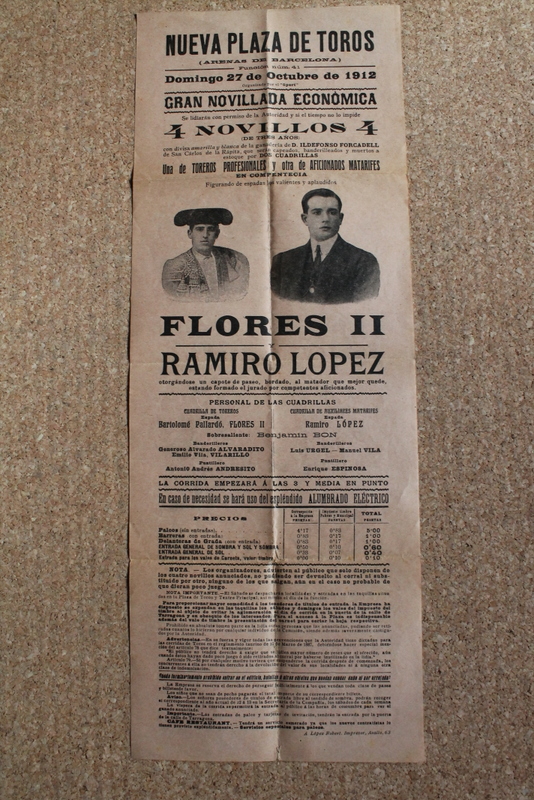 Cartel de toros de Barcelona. 27 de octubre de 1912.