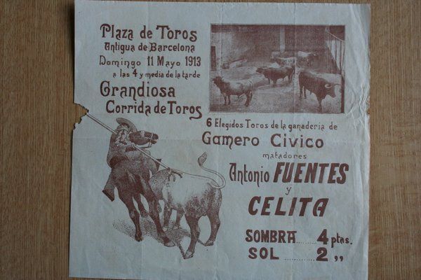 Cartel de toros de Barcelona. 1913.