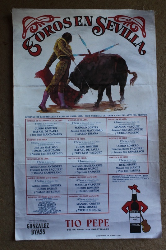 Cartel de toros de Sevilla. Feria de Abril. 11 de abril al 2 de mayo de 1982.