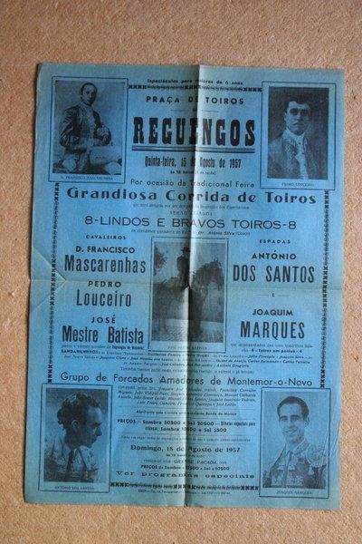 Cartel de toros de Reguengos. 15 de agosto de 1957.