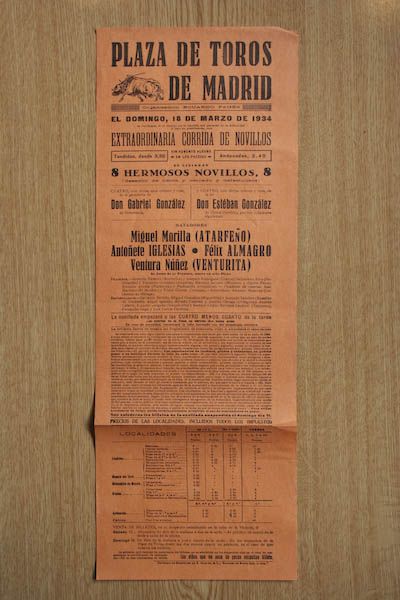 Cartel de toros de Madrid.