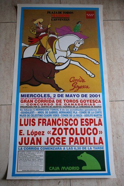Cartel de toros de Madrid. 2 de mayo de 2001.