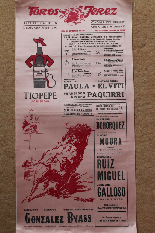 Cartel de toros de Jerez. XXIX Fiesta de la Vendimia. 11 y 12 de septiembre de 1976.