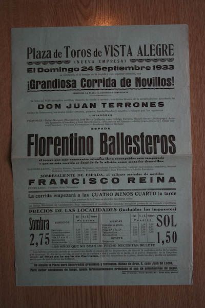 Cartel de toros de Vista-Alegre.
