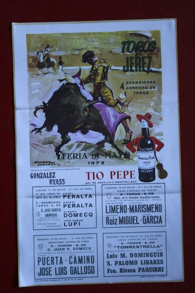 Cartel de toros de Jerez en seda
