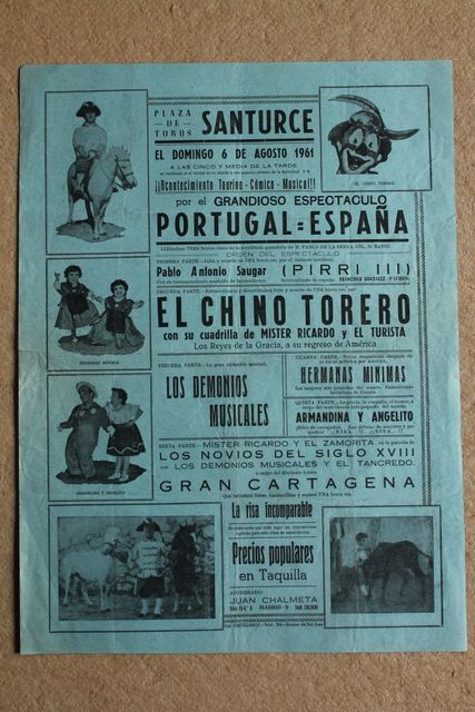 Cartel de toros de Santurce. 6 de agosto de 1961.