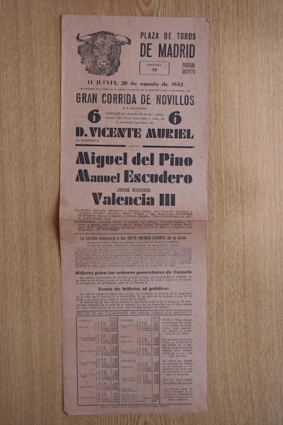 Cartel de toros de Madrid.