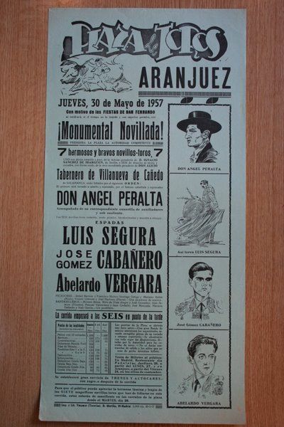Cartel de toros de Aranjuez. 1957.
