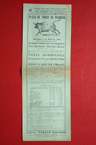Cartel de toros de Granada