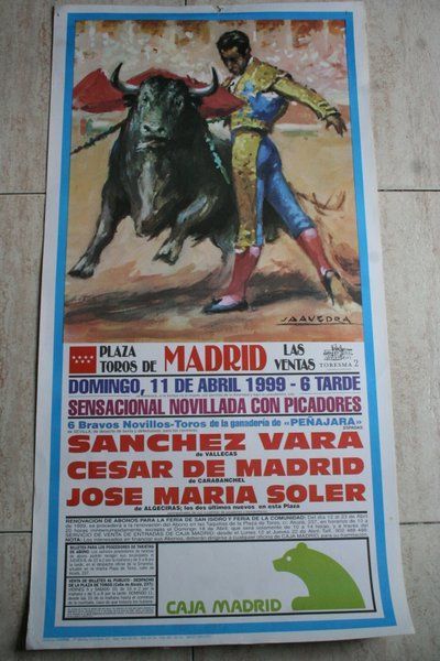 Cartel de toros de Madrid. Las Ventas. 11 de abril de 1999.
