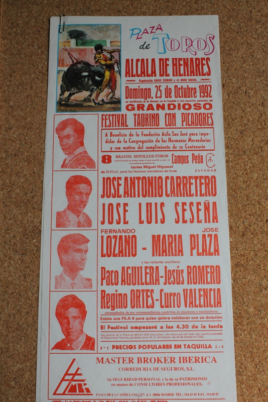 Cartel de toros de Alcalá de Henares. 25 de octubre de 1992.