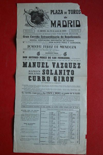 Cartel de toros de Madrid