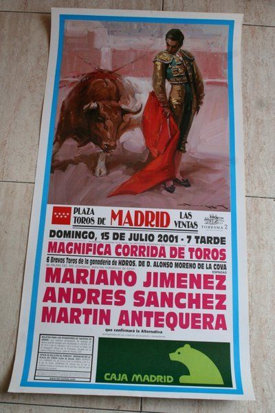 Cartel de toros de Madrid. 15 de julio de 2001.