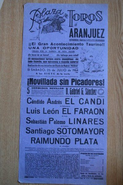 Cartel de toros de Aranjuez. 1964.