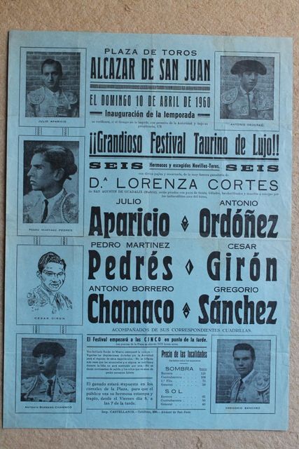 Cartel de toros de Alcázar de San Juan. 10 de abril de 1960.