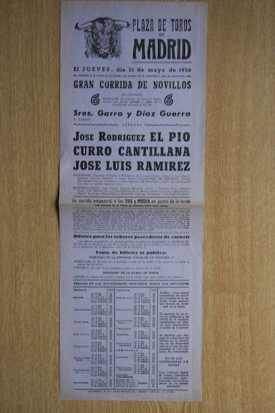 Cartel de toros de Madrid.