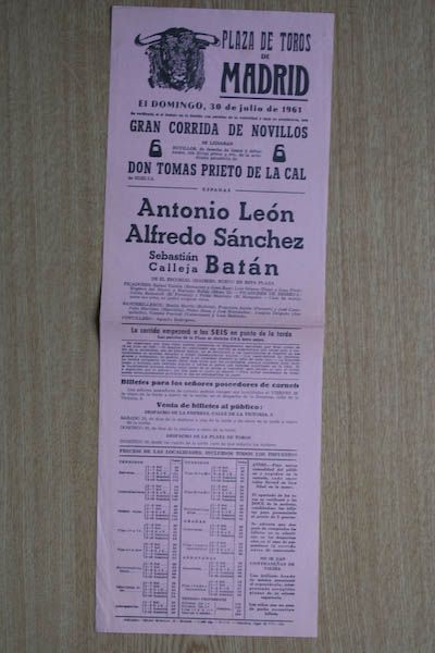 Cartel de toros de Madrid.