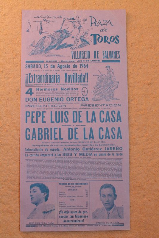 Cartel de toros de Villarejo de Salvanés. 15 de agosto de 1964. 