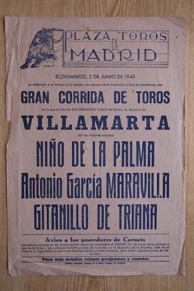 Cartel de toros de Madrid.