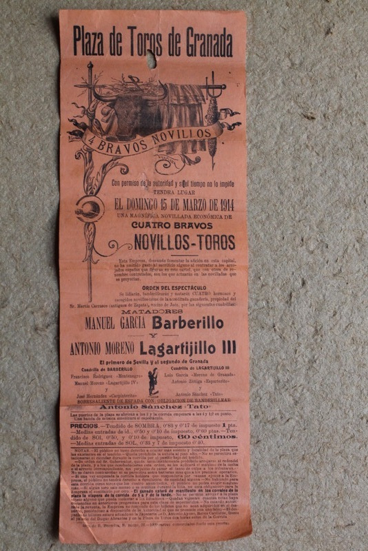 Cartel de toros de Granada. 15 de marzo de 1914. 