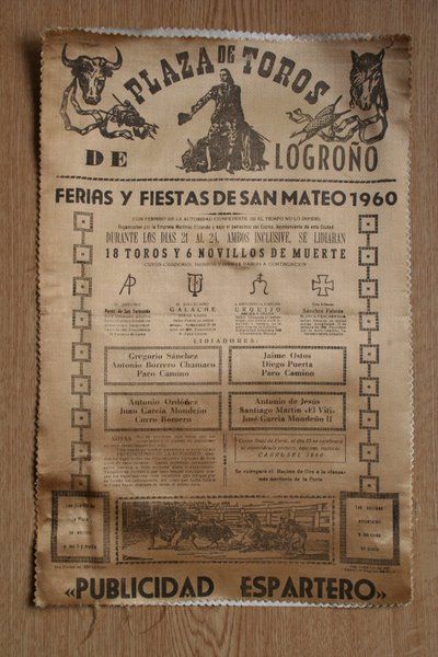 Cartel de toros de Logroño. Ferias y Fiestas de San Mateo 1960.