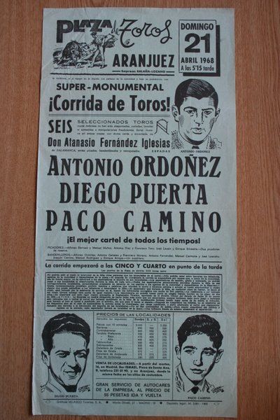 Cartel de toros de Aranjuez. 1968.