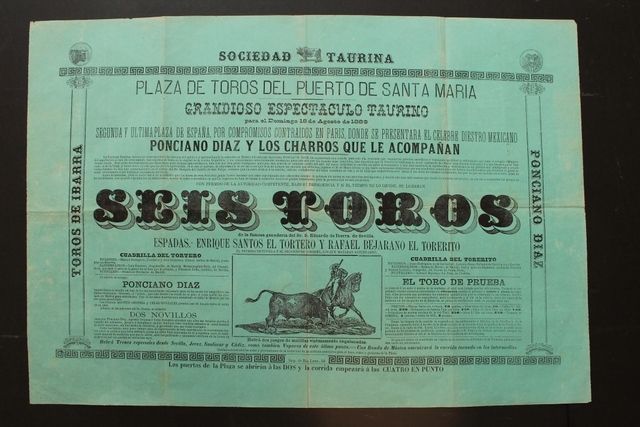 Cartel de toros del Puerto de Santa María. 18 de agosto de 1889.